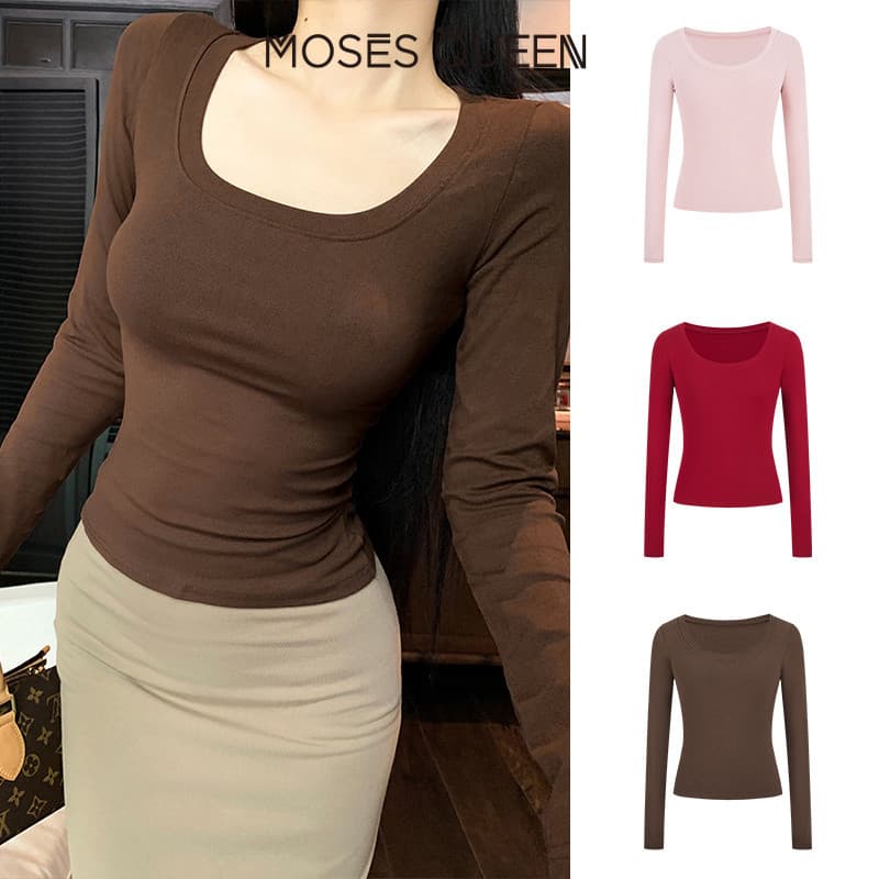 MOSESQUEEN เสื้อผ้ากันแดดสตรี แขนยาว ชั้นในสบายฤดูร้อน กันแดด น้ำหนักเบา ระบายอากาศได้ดี แฟชั่นตัวบน #63079 รูปที่ 7