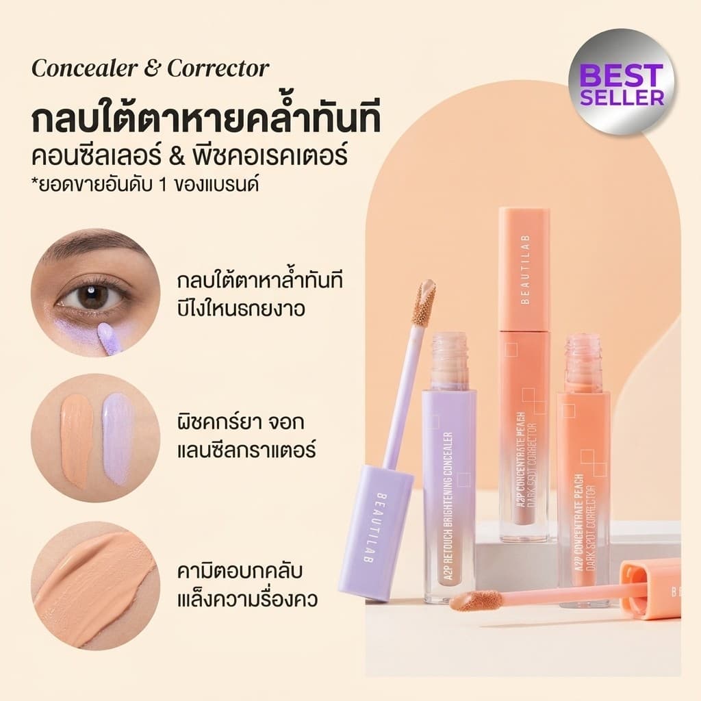 คอนซีลเลอร์ เนื้อบางเบา/คอนซีลเลอร์เนื้อครีม/ปกปิดธรรมชาติ/เมคอัพประจำวัน/เหมาะสำหรับผู้หญิงผู้ชายทุกวัย/ใช้สำหรับทำงานและนัดหมาย รูปที่ 2