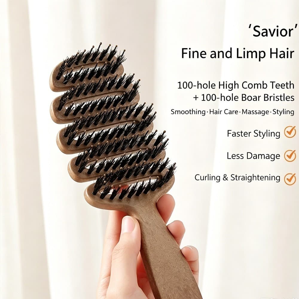 JoyTray หวีลดผมร่วง แก้ผมพันกัน ลดไฟฟ้าสถิตย์ หวียกโคนผม แปรงหวีผม Boar Bristle Hairbrush หวีพับ หวีผม รูปที่ 5