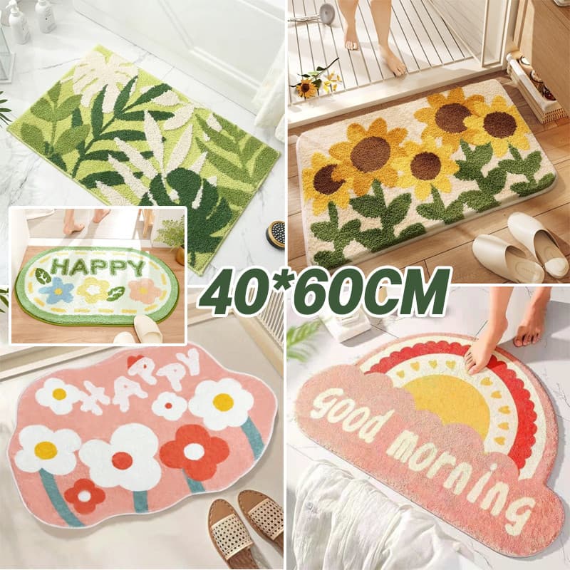 COD พรมเช็ดเท้า พรมดูดซับน้ำ มีพื้นยางกันลื่น 40x60cm พรมน่ารักขนนุ่มสไตล์เกาหลี รูปที่ 1
