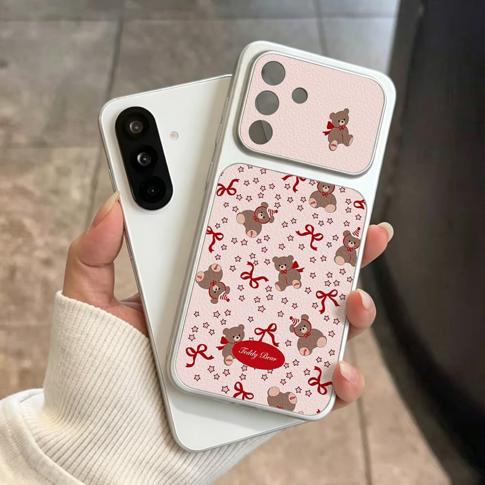 ตุ๊กตาหมีติดโบว์ เคส For Samsung S26 A07 A17 A27 A37 A57 A56 A36 A06 A16 A35 A55 A15 เคสโทรศัพท์หนังแกะ เคสโทรศัพท์ รูปที่ 2