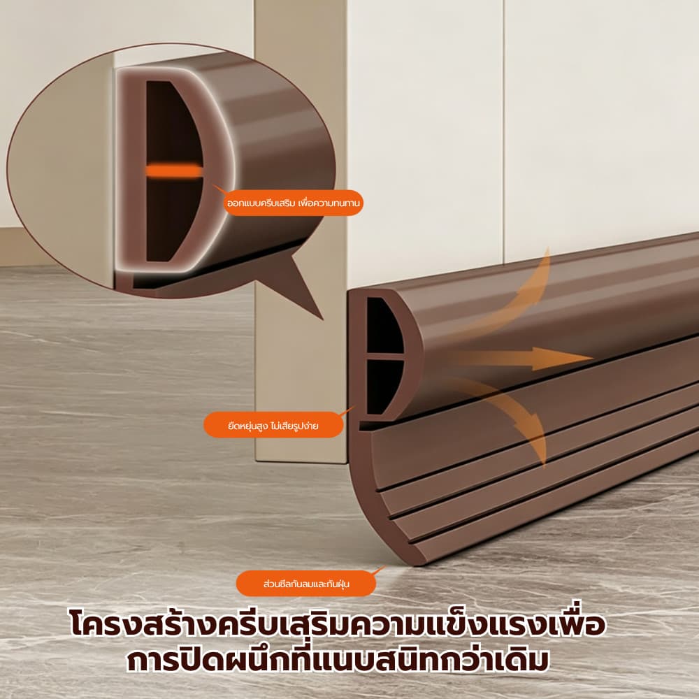 ซีลประตูกันเสียง ที่กั้นประตู ที่กั้นประตูกันฝุ่น กันแมลง ขอบประตูกันแอรออก กาวในตัว กันน้ำ กันแอร์ออก ป้องกันเสียง รูปที่ 2