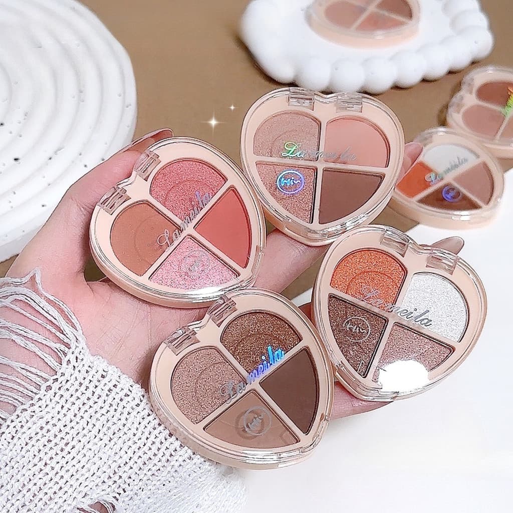 SR-shop: อายแชโดว์ พาเลทอายแชโดว์ 4 สี Eyeshadow เนื้อใยไหม-ประกายชิมเมอร์ กลิตเตอร์ สีสวย กันน้ํา ติดทนนาน รูปที่ 1