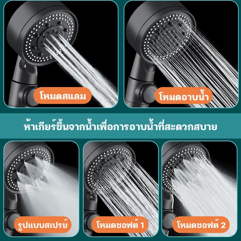 ฝักบัวอาบน้ำ ฝักบัวแรงดันสูง ฝักบัวแรงดันสูงปรับได้ 5 ระดับ รูปที่ 3