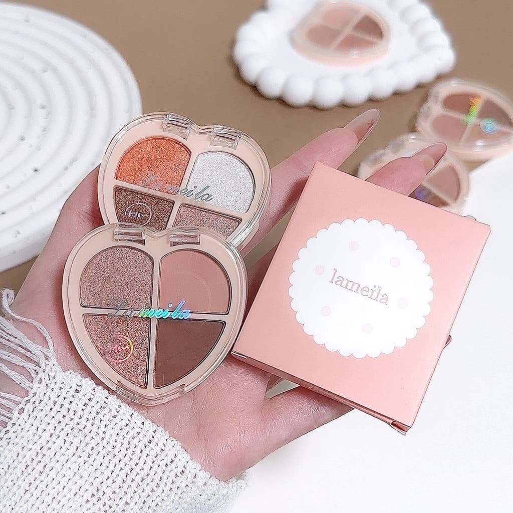 SR-shop: อายแชโดว์ พาเลทอายแชโดว์ 4 สี Eyeshadow เนื้อใยไหม-ประกายชิมเมอร์ กลิตเตอร์ สีสวย กันน้ํา ติดทนนาน รูปที่ 4