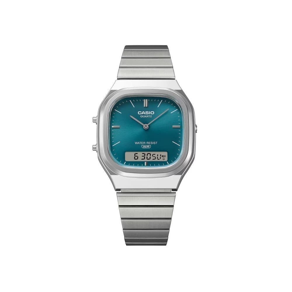 CASIO นาฬิกาข้อมือ CASIO รุ่น AQ-240E-3ADF สายสเตนเลส สีเขียวน้ำทะเล รูปที่ 2
