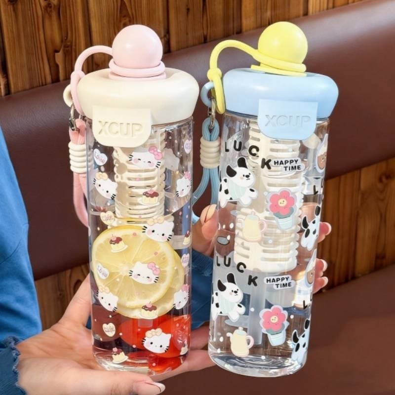 แก้วน้ำน่ารักสำหรับนักศึกษา แก้วหลอดพกพา ความจุขนาดใหญ่ 650ml กันน้ำกันรั่ว พร้อมสายคล้อง รูปที่ 2