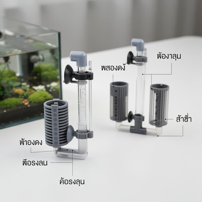กรองฟองน้ำ ตู้ปลา กรองแขวน กรองข้างตู้ เพิ่มออกซิเจน น้ำใส ปลอดภัยปลา กุ้ง ใช้กับปั๊มลม รูปที่ 4