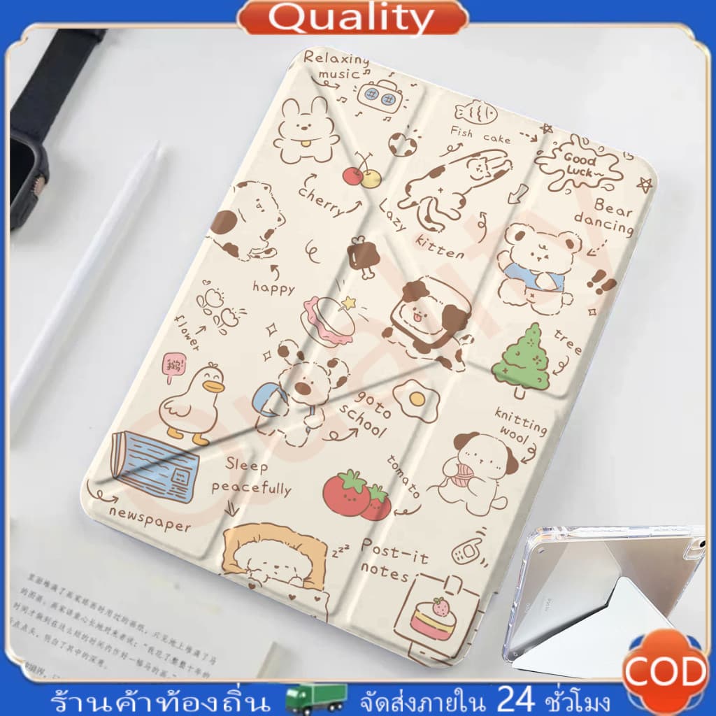 เคสกันกระแทก iPad พับได้ 3+Yสำหรับ Air7 Air6 Gen11 A16 Gen10 Air4/5 10.9 gen7/8/9 10.2 Pro 11กันกระแทก พร้อมช่องใส่ปากกา รูปที่ 8