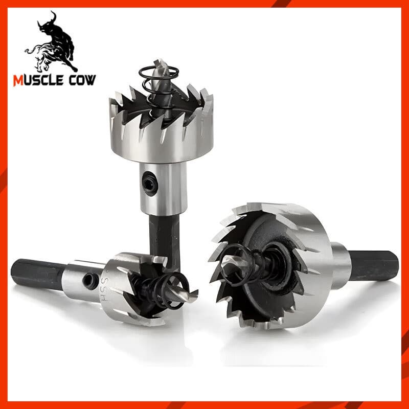 MUSCLE COW โฮลซอเจาะเหล็กสแตนเลส ขนาด12-55มิล ทำเหล็กคุณภาพ เจาะรูแผ่นเหล็ก สแตนเลส เหลืองได้ รูปที่ 7