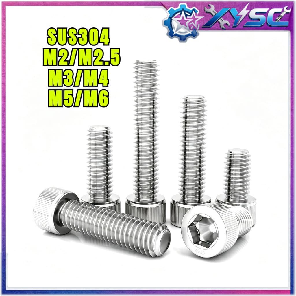 น็อตหัวจมบาง สแตนเลส 304 เกลียวมิล ตลอด สกรู /Hexagon Socket Head Cap Screws Low Head SUS304 M2/M2.5/M3/M4/M5/M6 H8-xy5 รูปที่ 1