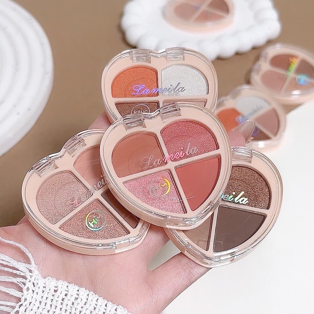 SR-shop: อายแชโดว์ พาเลทอายแชโดว์ 4 สี Eyeshadow เนื้อใยไหม-ประกายชิมเมอร์ กลิตเตอร์ สีสวย กันน้ํา ติดทนนาน รูปที่ 5