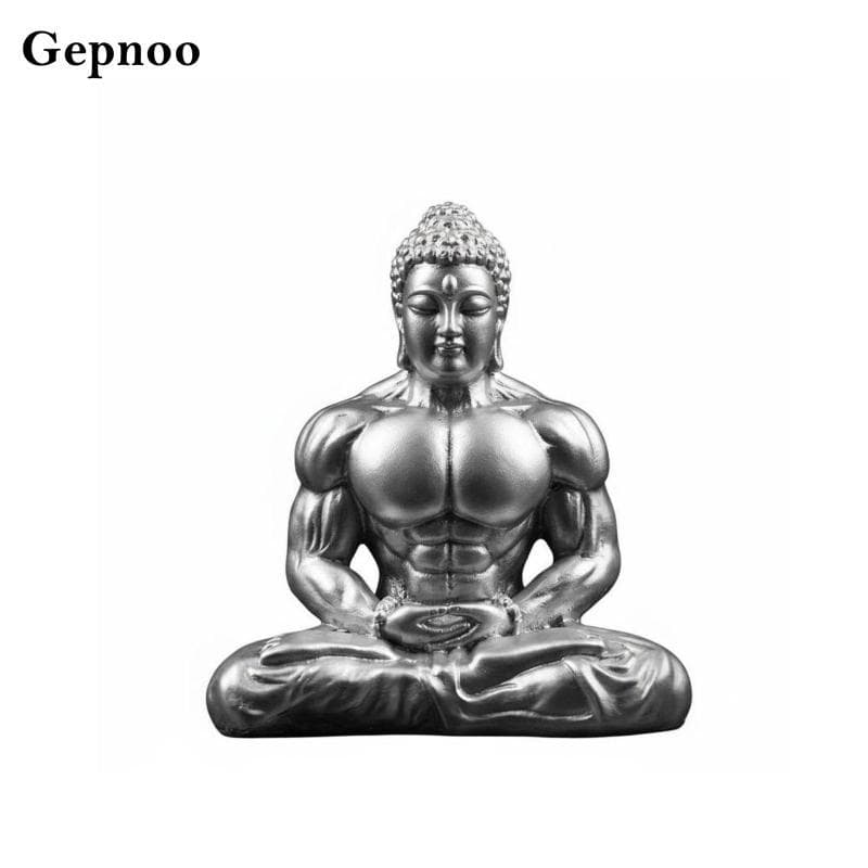 Muscle Buddha การออกแบบสร้างสรรค์เครื่องประดับพระพุทธรูปกล้ามเนื้อเซนรูปปั้นพระพุทธรูปกล้ามเนื้อมือแกะสลักพรีเมี่ยมหัตถกรรมสําหรับนักเพาะกาย, โต๊ะทํางาน, ห้องนั รูปที่ 9