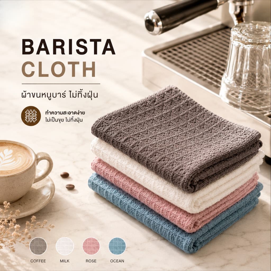 ผ้าเช็ดอุปกรณ์กาแฟ สำหรับบาริสต้า | Barista Coffee Cleaning Towel รูปที่ 1