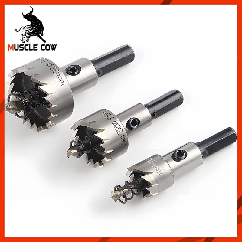 MUSCLE COW โฮลซอเจาะเหล็กสแตนเลส ขนาด12-55มิล ทำเหล็กคุณภาพ เจาะรูแผ่นเหล็ก สแตนเลส เหลืองได้ รูปที่ 8