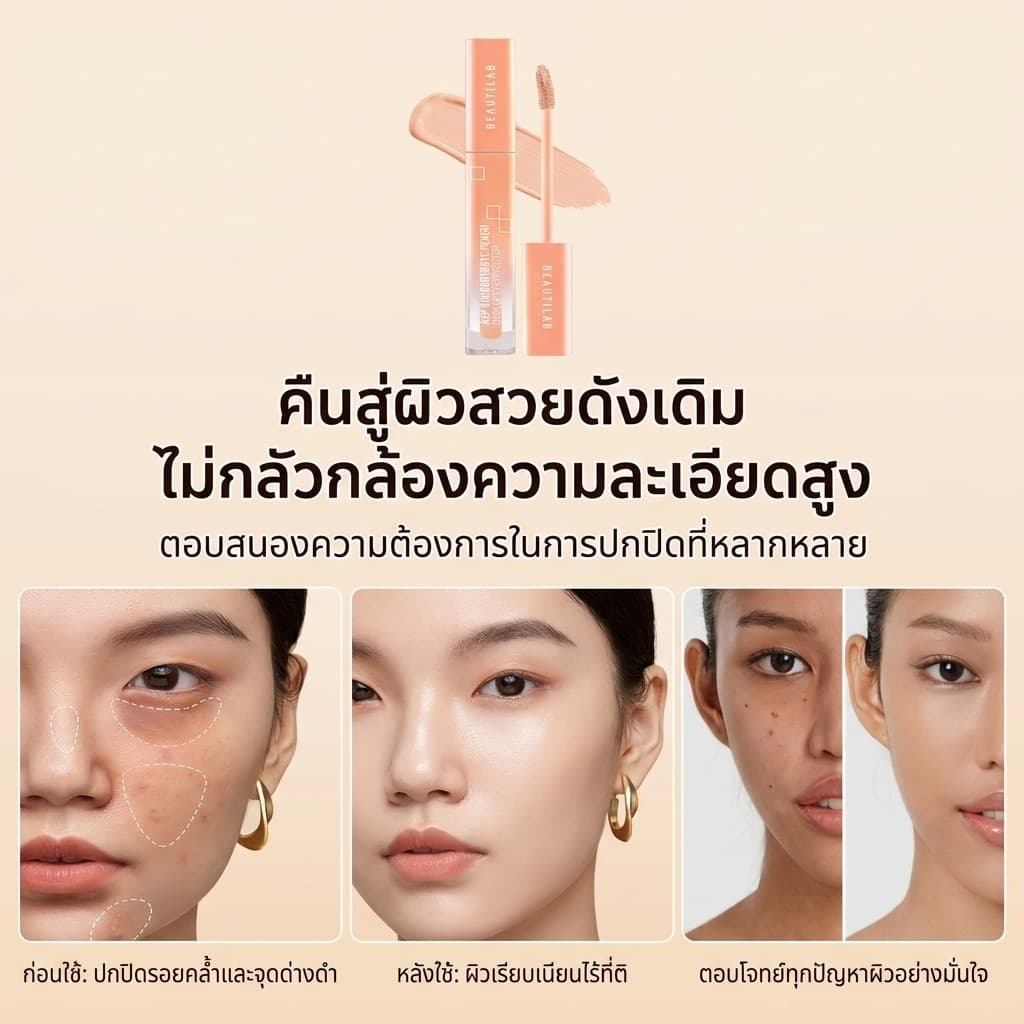 คอนซีลเลอร์ เนื้อบางเบา/คอนซีลเลอร์เนื้อครีม/ปกปิดธรรมชาติ/เมคอัพประจำวัน/เหมาะสำหรับผู้หญิงผู้ชายทุกวัย/ใช้สำหรับทำงานและนัดหมาย รูปที่ 5