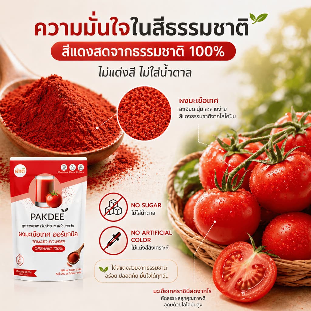 ผงมะเขือเทศ ออร์แกนิค 100% ขนาด 50 กรัม ไฟเบอร์สูง ไลโคปีนและวิตามินซี รูปที่ 6