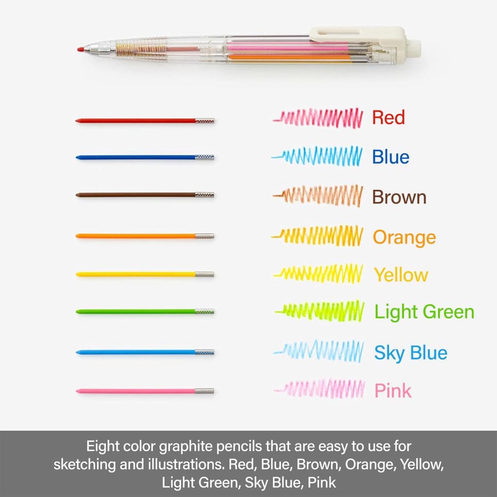 Pentel Art Multi 8 XPH804/ดินสอโฮลเดอร์ 8 สี 2mm/เลือกตัวเดียวหรือเซตพร้อมไส้ 12 สี/ญี่ปุ่น รูปที่ 4