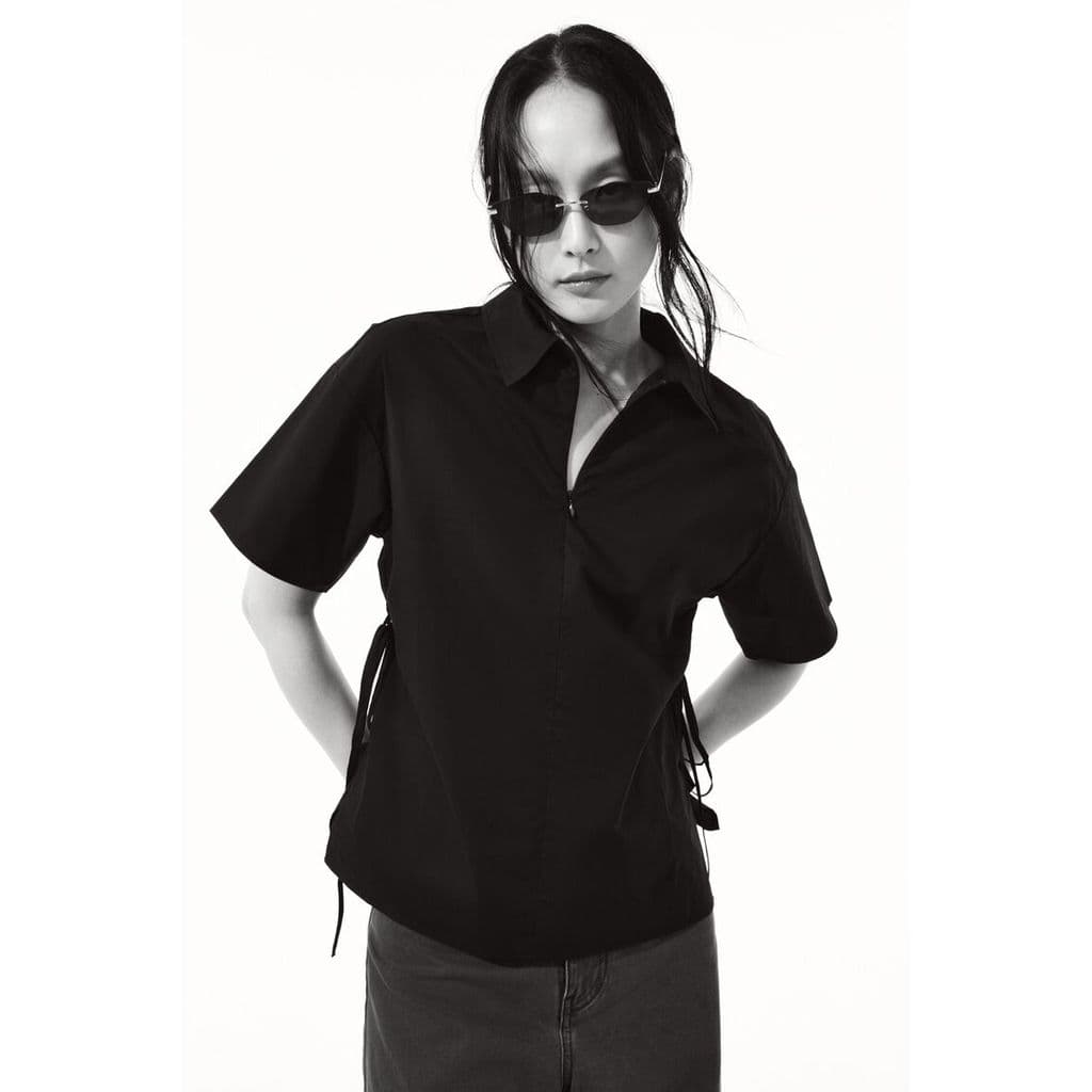 H&M เสื้อเชิ้ตป๊อปโอเวอร์ดีไซน์สายรัดเอว ผู้หญิง 1350564_1 รูปที่ 1