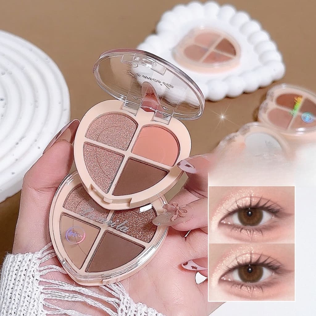 SR-shop: อายแชโดว์ พาเลทอายแชโดว์ 4 สี Eyeshadow เนื้อใยไหม-ประกายชิมเมอร์ กลิตเตอร์ สีสวย กันน้ํา ติดทนนาน รูปที่ 6