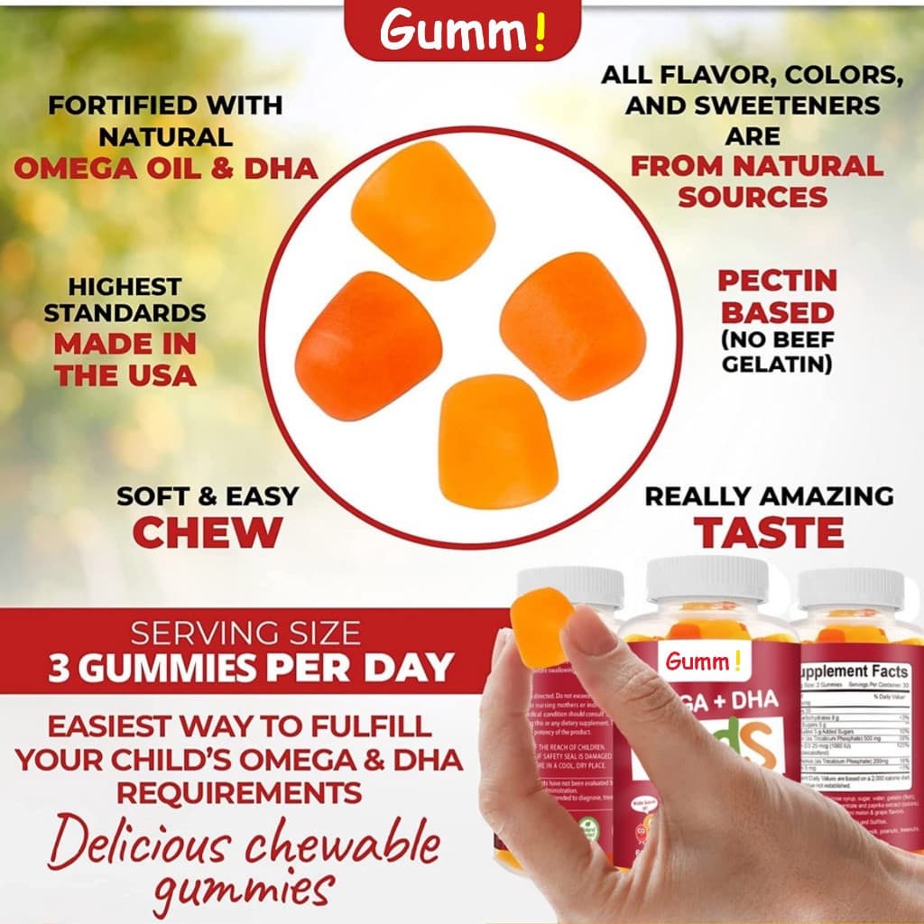 VITA DHA+โอเมก้าี3กัมมี วิตามินเด็ก วิตามินรวม อาหารเสริม บํารุงสมองDHA&Omega3 Gummy Kid's Vitamin Supplement 60 Gummies รูปที่ 4