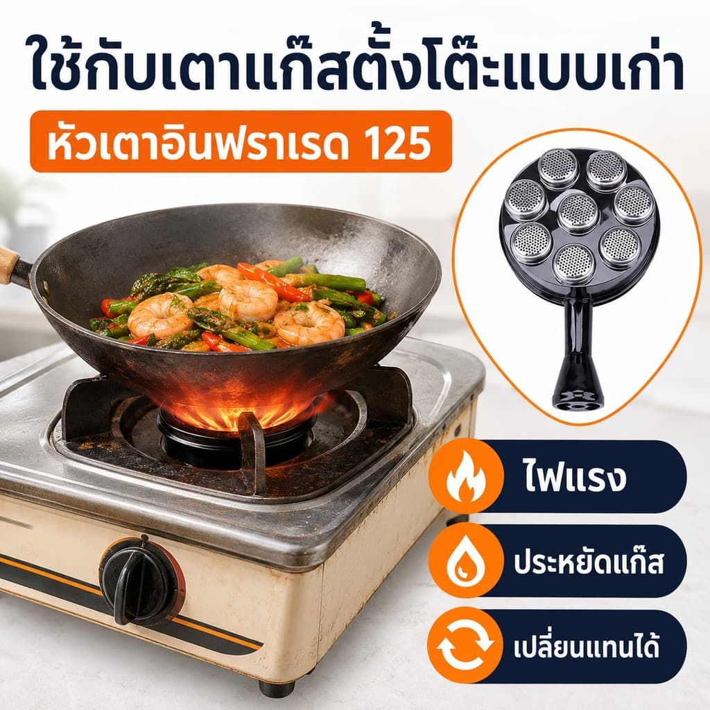 หัวเตาแก๊สตั้งโต๊ะ 90/115/125/135 มม. อะไหล่เตาแก๊สเก่า หัวเตาอินฟราเรด ไฟแรง ประหยัดแก๊ส เปลี่ยนง่าย COD รูปที่ 2