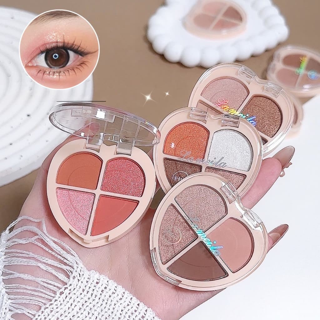 SR-shop: อายแชโดว์ พาเลทอายแชโดว์ 4 สี Eyeshadow เนื้อใยไหม-ประกายชิมเมอร์ กลิตเตอร์ สีสวย กันน้ํา ติดทนนาน รูปที่ 2