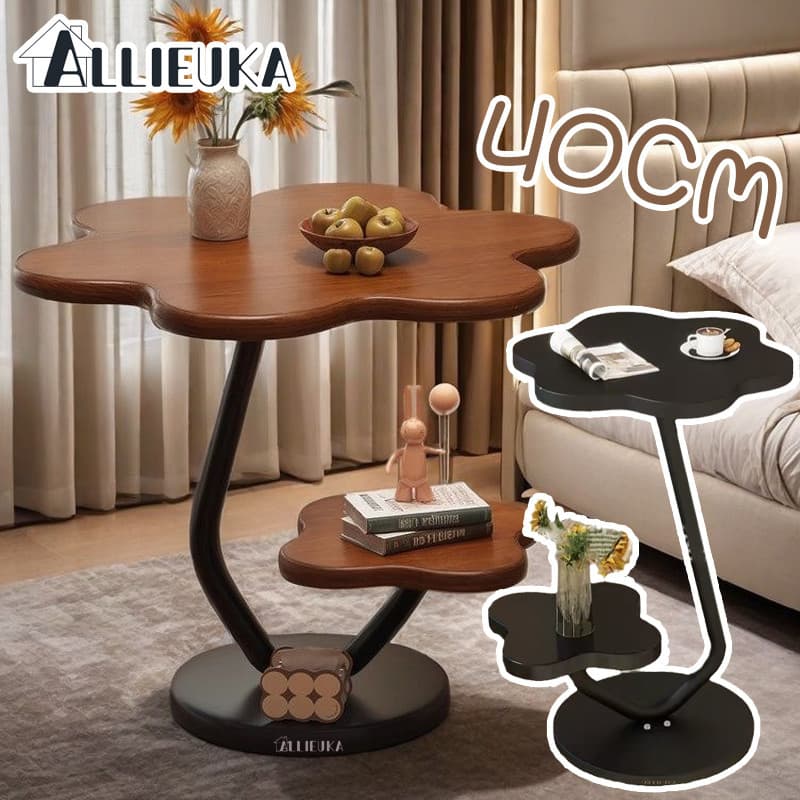 Allieuka โต๊ะข้างโซฟา 2ชั้น โต๊ะกาแฟ ชั้นวางของข้างโซฟา แข็งแรงรับน้ำหนักสูง มีให้ใช้งานสำหรับ ห้องนั่งเล่น ห้องนอน รูปที่ 1