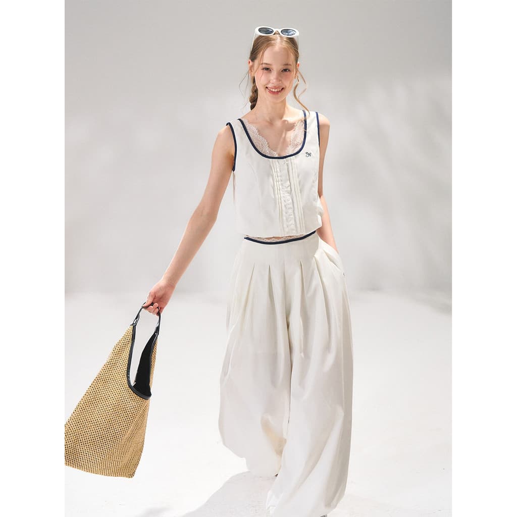 Original Design IRIS BOUTIQUE summer premium sereis 2 IS6583-IP6583 Elegant Lace Trim Tank Top & Balloon Wide Leg Pants รูปที่ 3