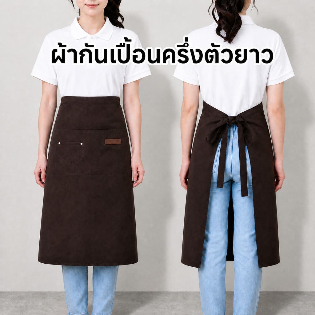ผ้ากันเปื้อน กันน้ำ กันน้ำมัน ผ้าหนา ทนทาน กันสึกหรอ ไม่ขาดง่าย หลายสี ผ้ากันเปื้อนทำงาน ผ้ากันเปื้อนครัว ใช้ได้ชายหญิง งานร้านอาหาร คาเฟ่ ของแท้ โปรโมชั่นแรง รูปที่ 1