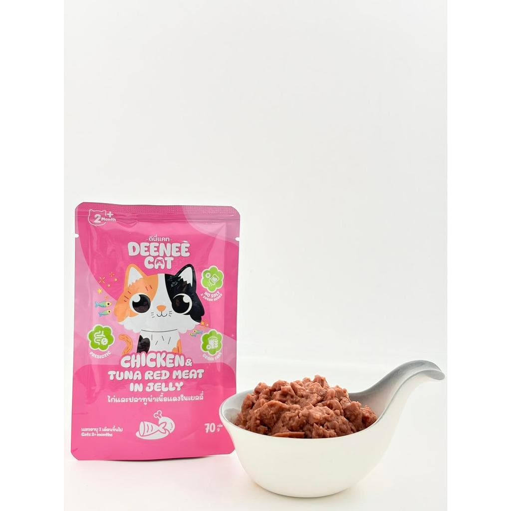 อาหารเปียกแมวแบบซองขนาด 70g. Deenee cat ไม่เติมเกลือ สูตรเกรนฟรี อร่อยเด้งในเยลลี่ สำหรับลูกแมว 2 เดือนขึ้นไป รูปที่ 4