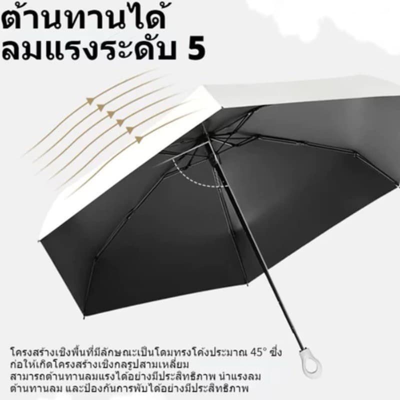 COD ร่มกันแดดพกพา ร่มสายรุ้ง กันรังสียูวีได้ดี UPF50+ ด้ามมีแหวนคล้องนิ้ว กันยูวี 99.9% ร่มมินิ รูปที่ 5
