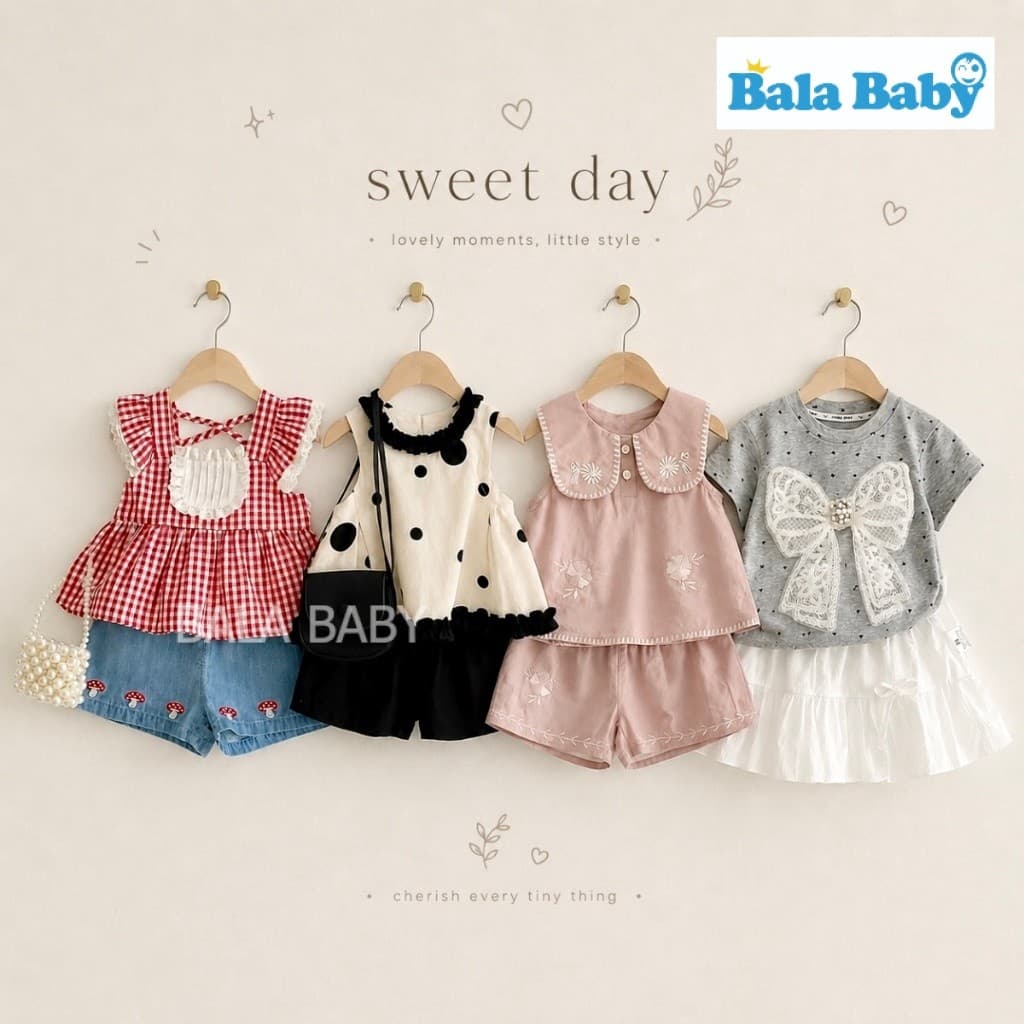 ชุดเด็กหญิงแฟชั่น ชุดเซ็ตเด็กหญิงน่ารัก Summer Collection สไตล์เกาหลีมินิมอล  DXT252