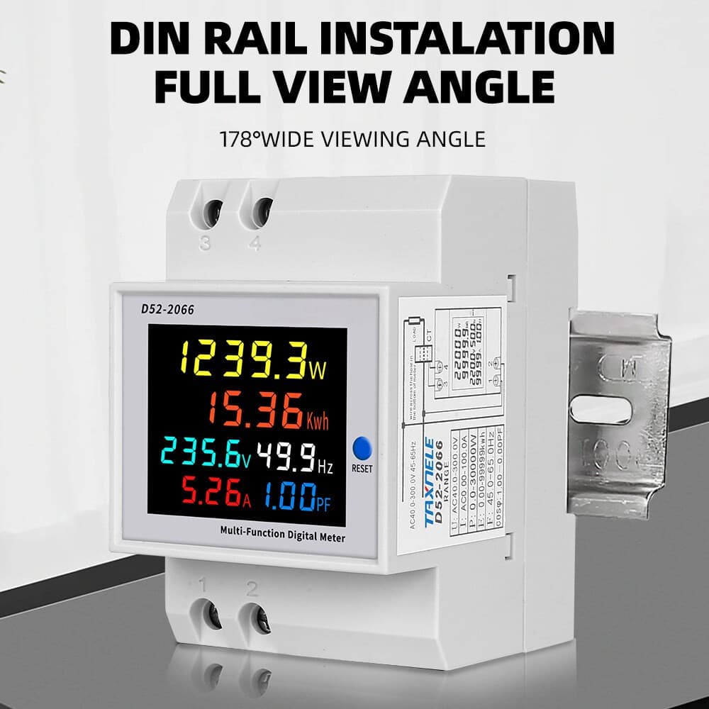 เครื่องวัดแรงดันไฟฟ้าความถี่ D52-2066 6IN1 din rail AC monitor 110V 220V 380V 100A KWH รูปที่ 3