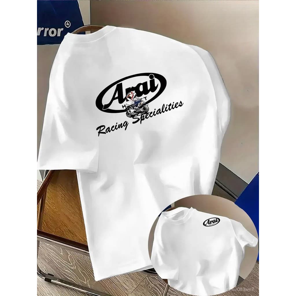 ทีเชิ้ตกราฟิก Arai Racing Specialties สำหรับผู้ชาย - สีขาว คอวี แขนสั้น โลโก้สีดำ ระบายอากาศได้ดี ขนาดปกติ รูปที่ 9