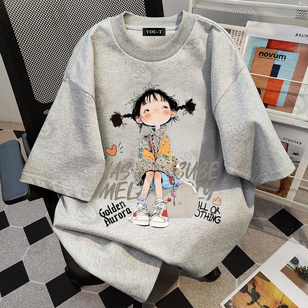 T42.SHOPสื้อยืด oversize เสื้อแฟชั่น เกาหลี สตรีท ใส่สบาย โคตรนุ่ม ผ้าคอตตอน100% ลาย "GOLDEN GIRL" รูปที่ 7