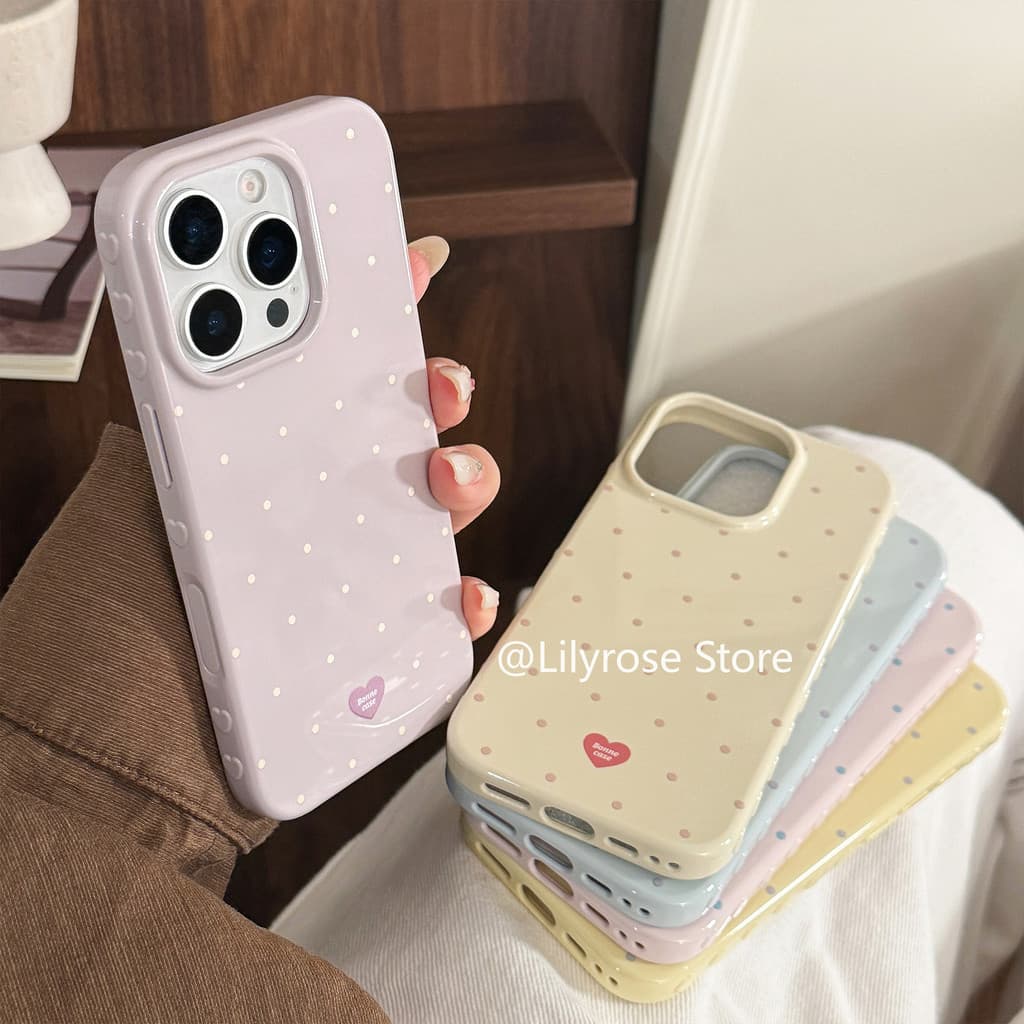 เหมาะสําหรับ iPhone 17ProMax 17Air 17Pro Apple iPhone Case 15ProMax 14ProMax 13ProMax Collision Color Simple Polka Dot Anti Fall Blue รูปที่ 1