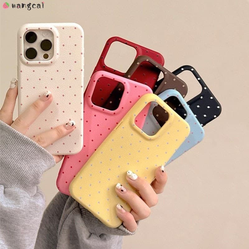 สําหรับ Vivo V40 V30 V29 Lite V27 V23 V20 V27 Pro V27e V17 Neo เคสโทรศัพท์น่ารักลายจุดสีสัน PU หนังลิ้นจี่สาวง่ายปลอกอ่อนกรณีปกหลัง รูปที่ 1