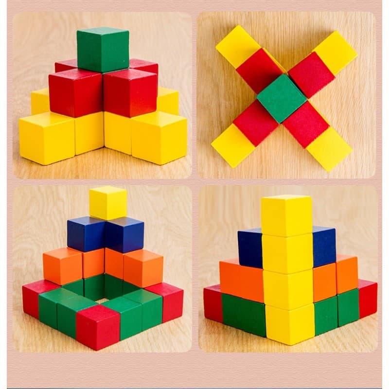 ของเล่นไม้ สีสัน ของเล่นเสริมพัฒนาการเด็ก ของเล่นบล็อคตัวต่อ รูปที่ 6