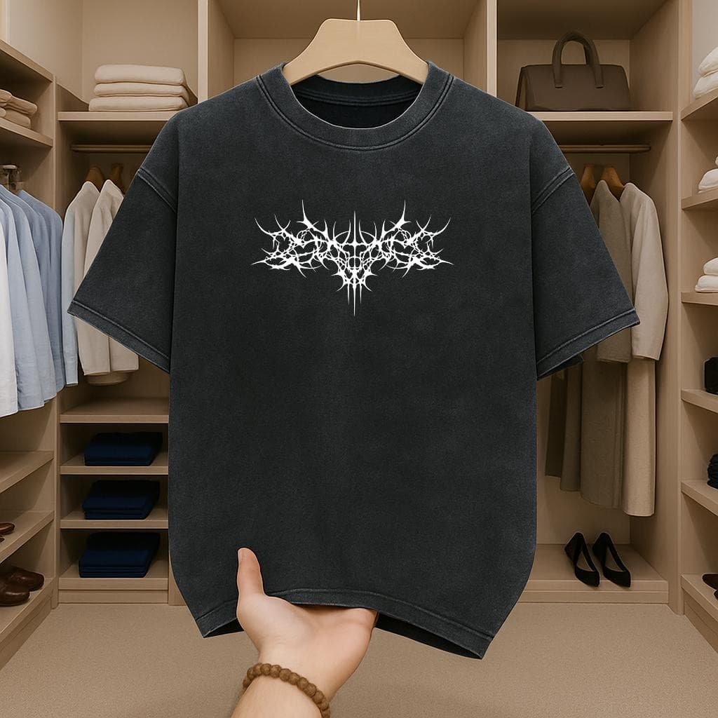 เสื้อยืดฟอก oversizeผู้ชาย สกรีนลายเท่ๆ เสื้อสีฟอกสไตล์สตรีทแฟชั่น ฮิปฮอปเมกา ผ้าฝ้าย100% คอกลม-แขนสั้น เสื้อยืดคนอ้วน รูปที่ 3