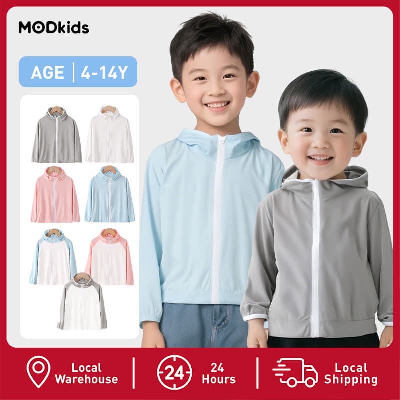 【MODkids】🔥🔥  เสื้อกันแดดเด็กมีฮู้ด 🌞ตัวเบาสบาย กันยูวีได้ใจ สำหรับ 4-14 ขวบ🌞🌞