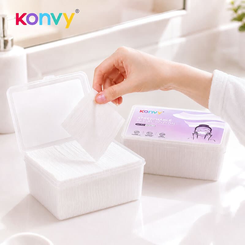 Konvy Stretchable Facial Cotton สำลีแผ่นยืดได้ คอนวี่ เนื้อนุ่ม อ่อนโยน ยืดได้ตามใจ. รูปที่ 2