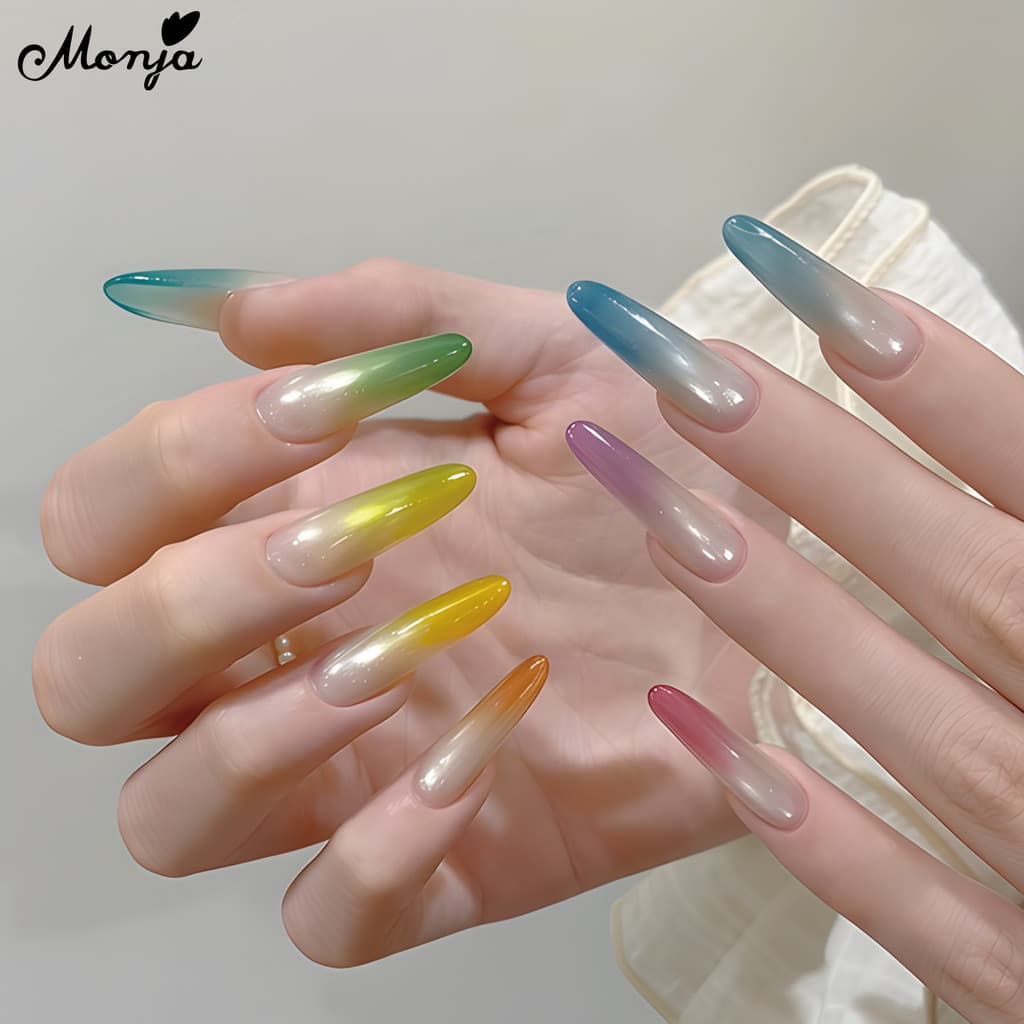 Monja 9 สี/กล่องเล็บ UV เจล Polish Jelly Candy สี Semi Transparency Lacquer Jelly ภาพวาดโปร่งแสงวาด รูปที่ 8