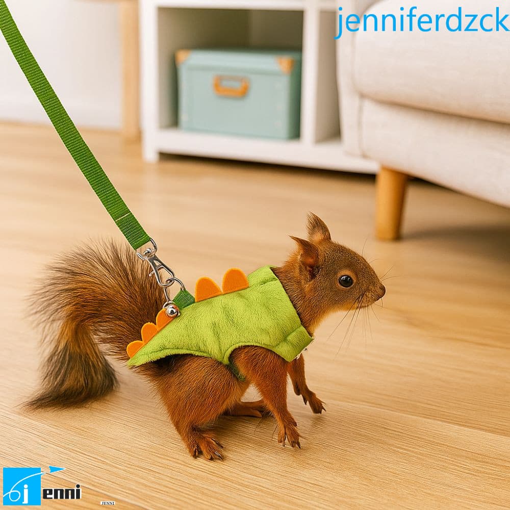 JENNIFE สายรัดเสื้อกั๊ก Ferret, การ์ตูนมังกรออกแบบสายจูงสายรัดสัตว์เลี้ยง, น่ารักพร้อม Bell Flannel ปรับหนูแฮมสเตอร์สายรัดหน้าอก Travel รูปที่ 1