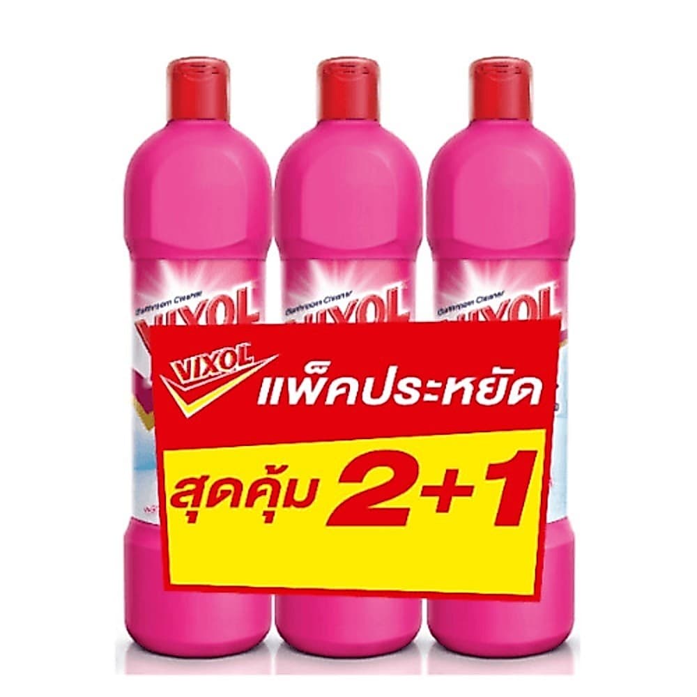 shophome468 VIXOL วิกซอล น้ำยาล้างห้องน้ำ 900 มล. ชมพู แพ็ค 2+1 รับประกันของเเท้ รูปที่ 1