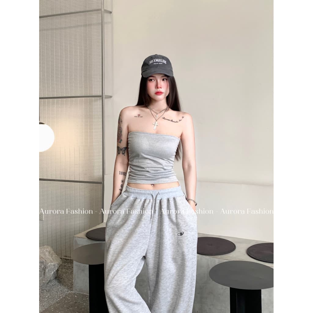Aurora เสื้อเกาะอก เสริมฟองน้ำในตัว สีพื้นสไตล์มินิมอล ทรงรัดรูปพอดีตัว รูปที่ 2