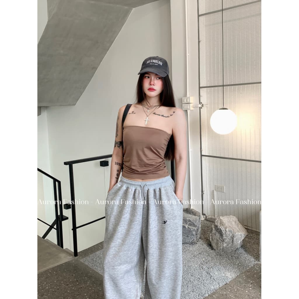 Aurora เสื้อเกาะอก เสริมฟองน้ำในตัว สีพื้นสไตล์มินิมอล ทรงรัดรูปพอดีตัว รูปที่ 3