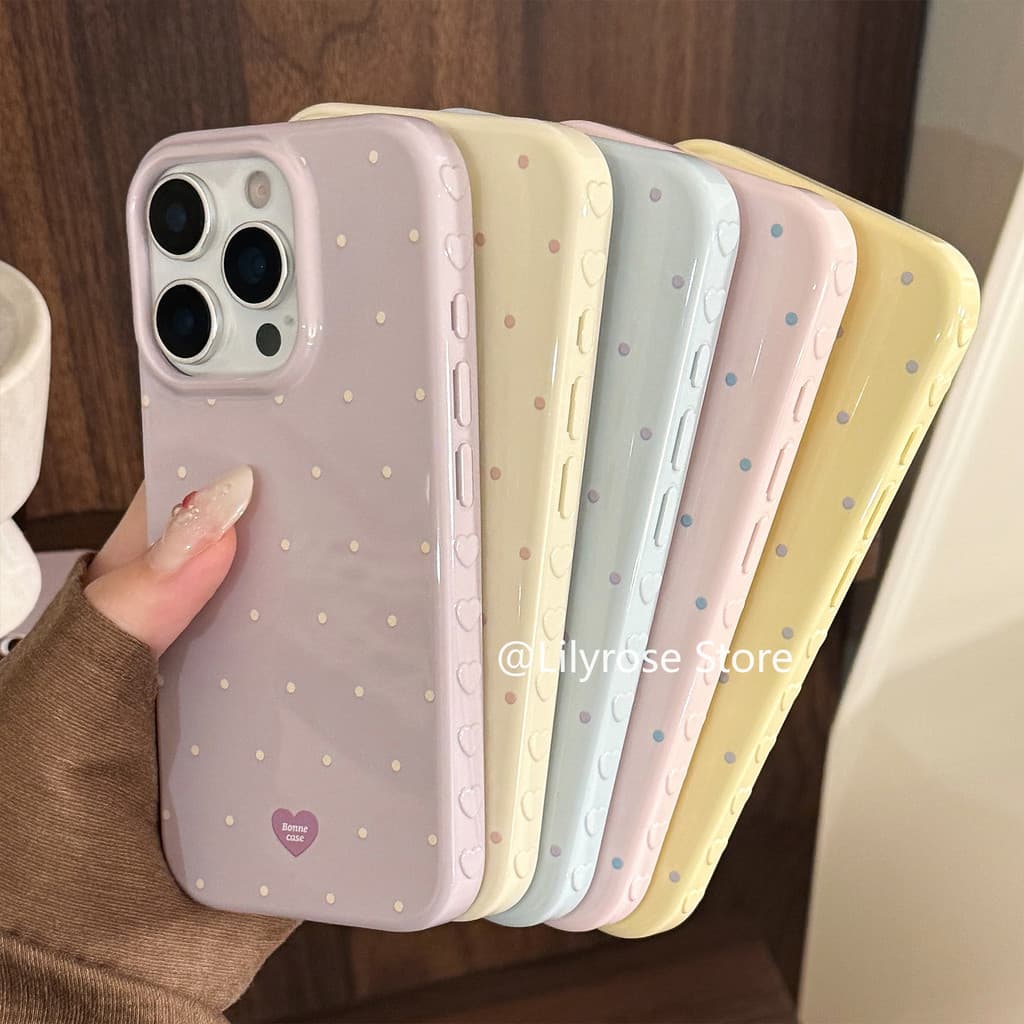 เหมาะสําหรับ iPhone 17ProMax 17Air 17Pro Apple iPhone Case 15ProMax 14ProMax 13ProMax Collision Color Simple Polka Dot Anti Fall Blue รูปที่ 2