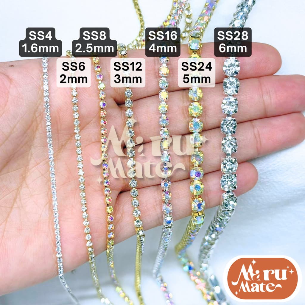 โซ่เพชร เพชรเส้น โซ่คริสตัล เพชรแต่งเล็บ สําหรับตกแต่งเล็บ DIY สําหรับเย็บผ้า สําหรับทําเครื่องประดับ โซ่เพช... รูปที่ 2