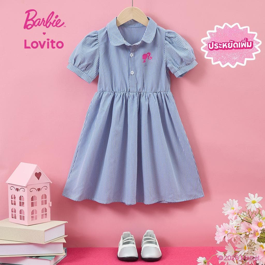 Barbie™ X Lovito Kids Elegant เดรสสีฟ้าสําหรับฤดูใบไม้ผลิ/ฤดูร้อนสําหรับเด็กผู้หญิง LB1AD006 รูปที่ 1